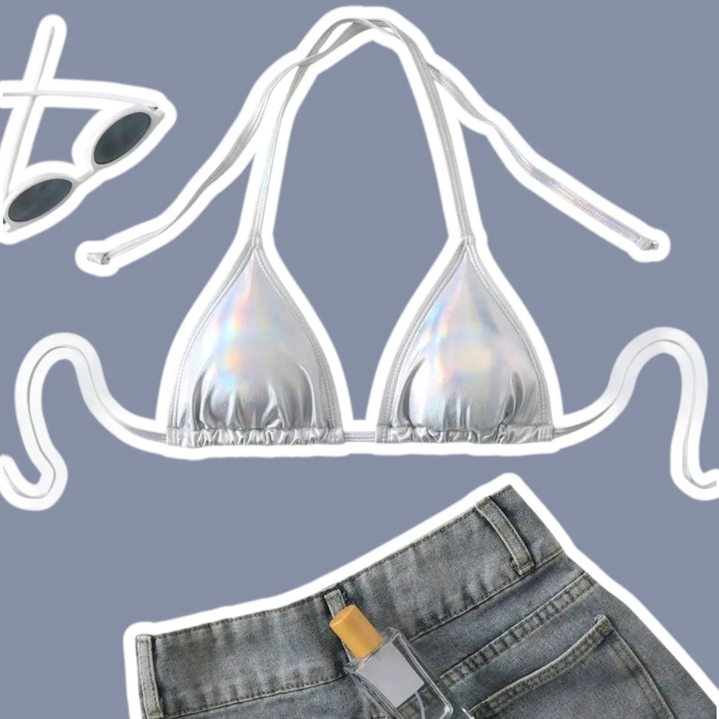 Top Bikini Sparkly Plateado 1