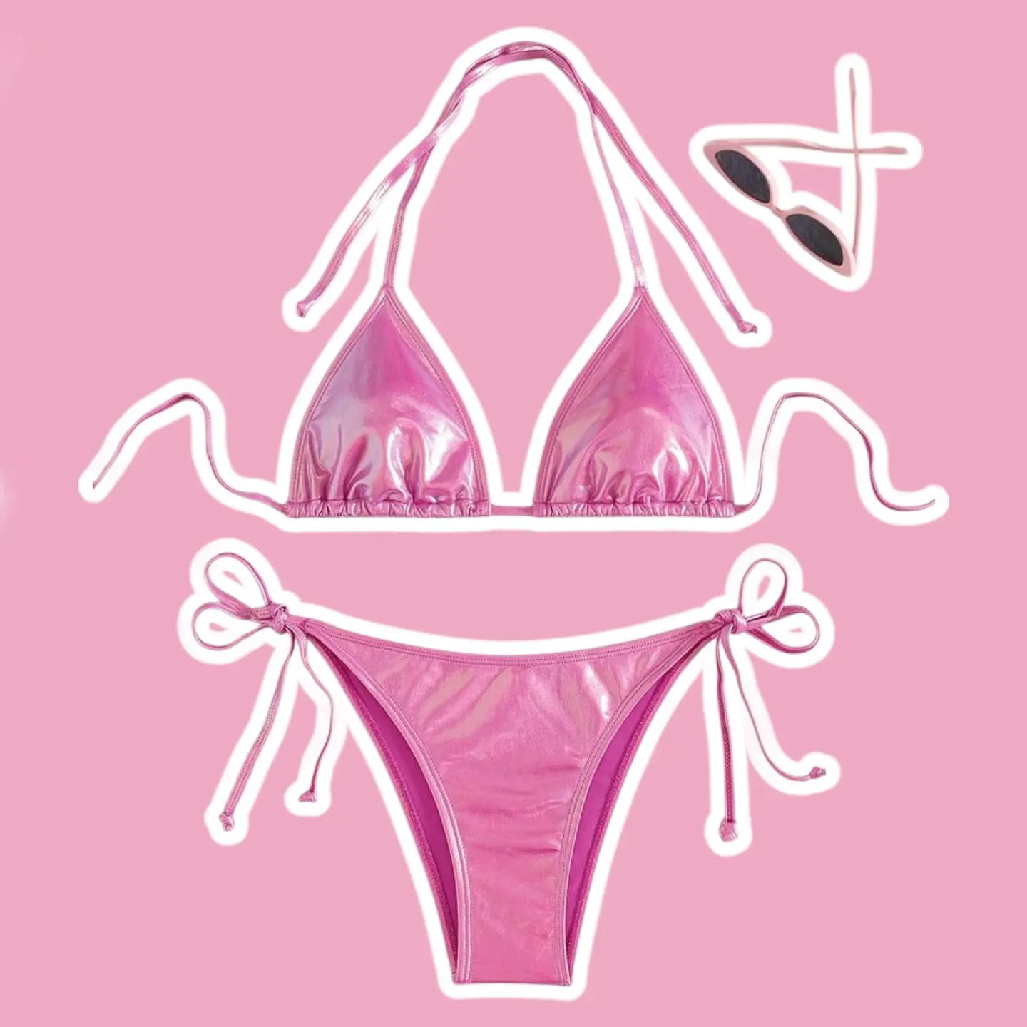 Conjunto Bikini Sparkly Rosado 1