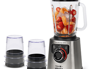 Licuadora Profesional Imusa Ultraforce 2x 1100w 2l Plateada + Picatodo + Molino