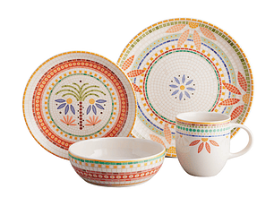 Vajilla Corona Fiore 4 Puestos 16 Piezas