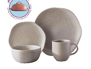 Vajilla Corona Concreto 4 Puestos 16 Piezas + 1 Mantequillera Rosé