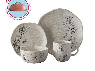 Vajilla Corona Elea 4 Puestos 16 Piezas + 1 Mantequillera Rosé