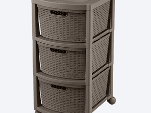 Cajonero Apariencia Rattan 3 Gavetas Altas