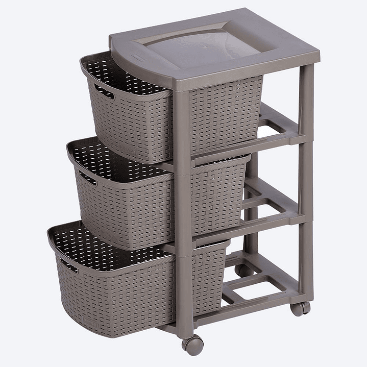 Cajonero Apariencia Rattan 3 Gavetas Altas 4