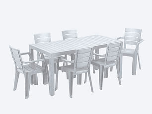 Combo Comedor Familiar Barú (1 Mesa + 6 Sillas Con Brazos)