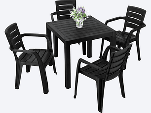 Combo Comedor Barú Trendy (1 Mesa + 4 Sillas Con Brazos)