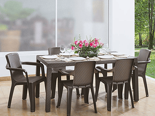 Combo Comedor Familiar Eterna (1 Mesa + 6 Sillas Con Brazos)