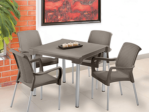 Combo Comedor Shia (1 Mesa + 4 Sillas Con Brazos)