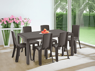 Combo Comedor Familiar Eterna (1 Mesa + 6 Sillas Sin Brazos)