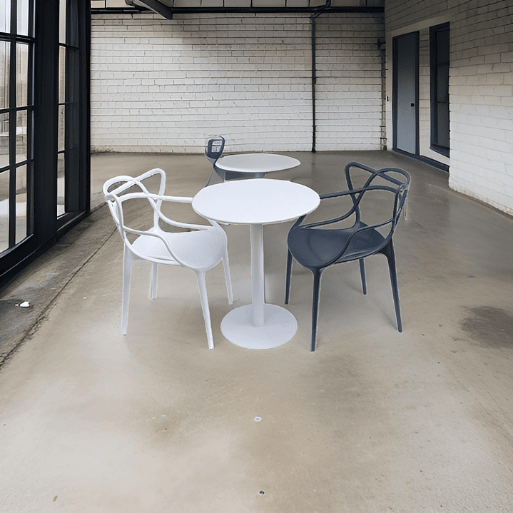 Mesa Metálica Redonda Barcelona Blanca 2