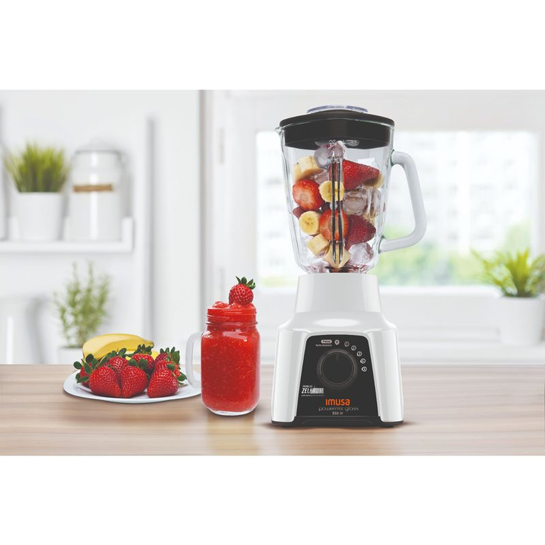 Licuadora IMUSA Powermix Glass 5V Blanca 4