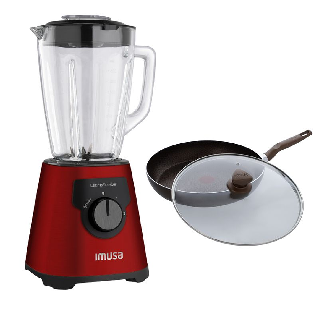 Combo Licuadora IMUSA Ultraforce2V + Sartén 30cm Tapa Vidrio 4