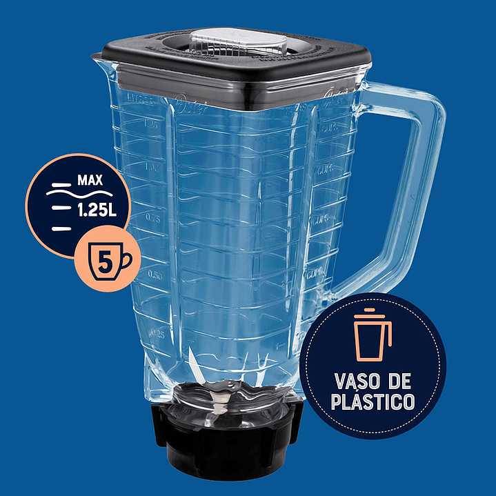 Oster® Licuadora, con Control de Perilla, 2 Velocidades más Pulso, con Vaso de Plástico, 800 W 4