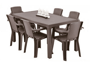 Combo Mesa Eterna Familiar + 6 Sillas Eternas con Brazos / Rimax