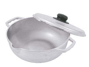 Caldero Redondo UNIVERSAL 24 centímetros, Con vertedero/ Tapa Fundida/ Aluminio/ Pomo Ecológico/ Sistema Cortagotas/ Freir/ Arroces/ Sopas y Caldos