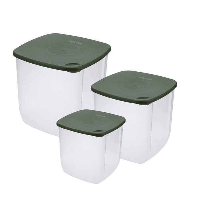 Juego de Recipientes Herméticos IMUSA TERRA Cuadrados 4L, 2L, 1L Verde 2