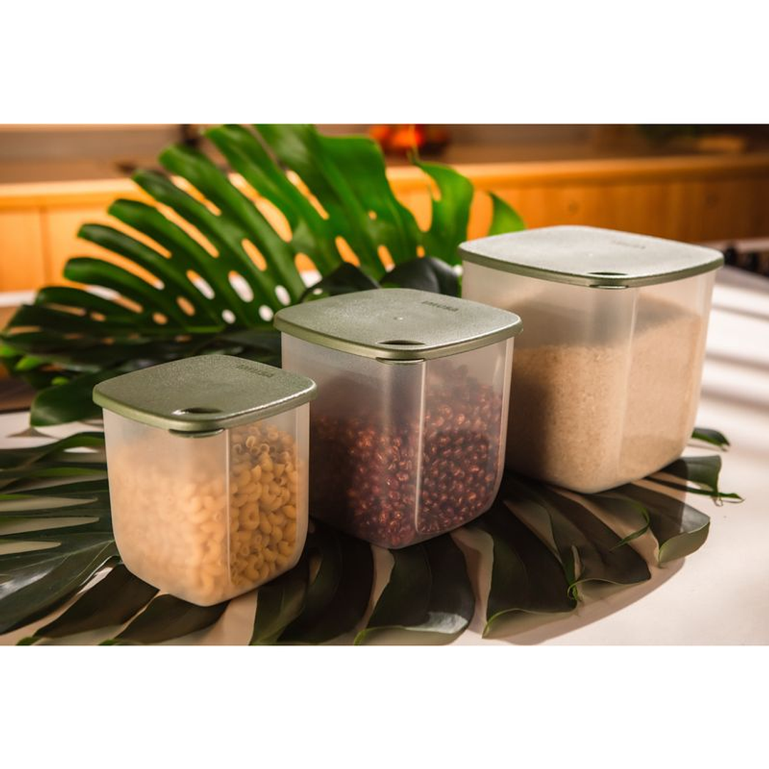 Juego de Recipientes Herméticos IMUSA TERRA Cuadrados 4L, 2L, 1L Verde 5