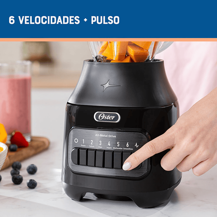 Oster® Licuadora, con Vaso de Vidrio Refractario Boroclass® 3