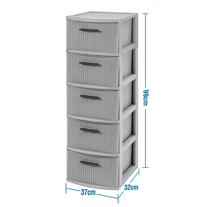 Cajonero 5 Niveles Gris Línea Crochet / MQ 2