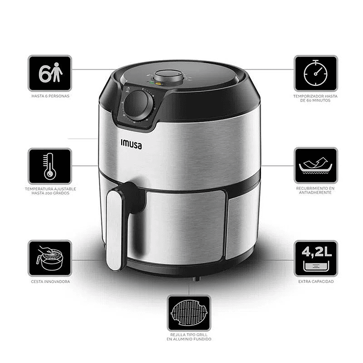 Freidora de aire 4.2 litros Easy Fry Grill 2 en 1 / Imusa 4