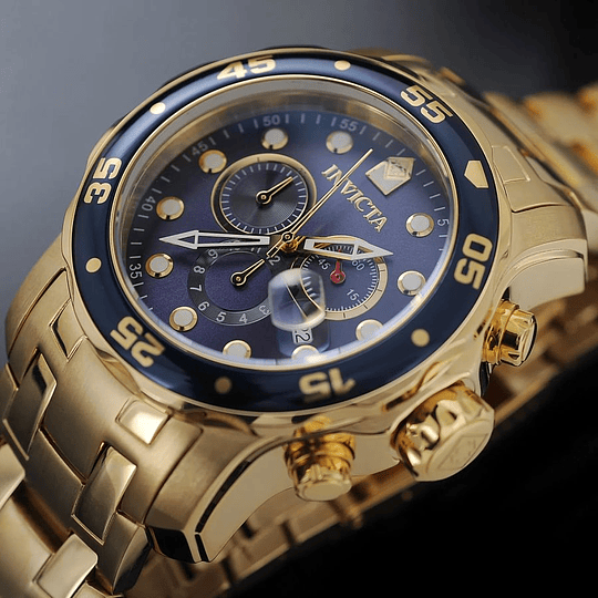 Reloj Dorado Invicta pro diver Gold Blue
