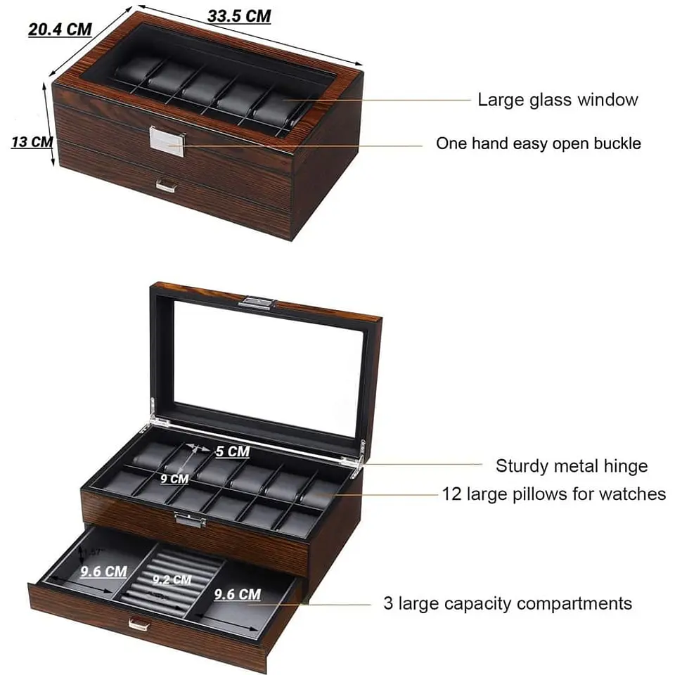 Estuche organizador de Lujo en Madera Relojes y accesorios 5