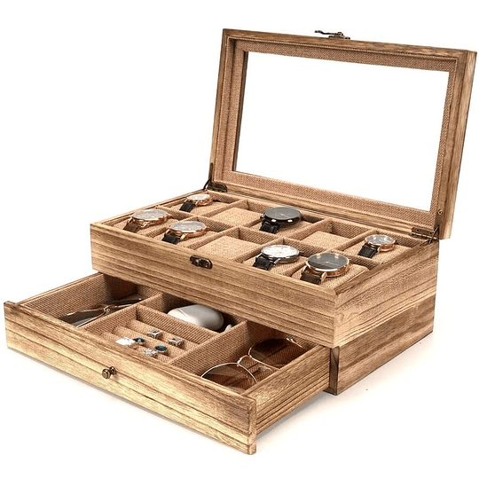 Caja Organizador Madera para 10 Relojes y Complementos