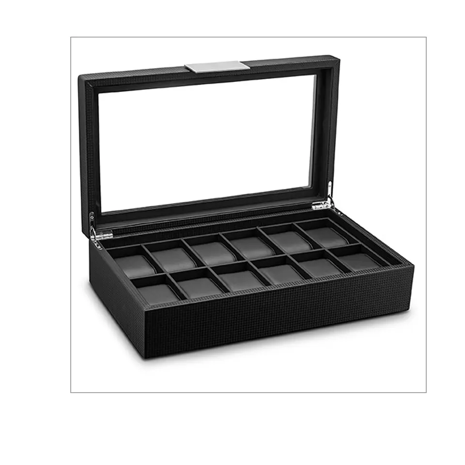 Estuche Caja de Lujo para 12 relojes Glenor Original carbón fiber 1