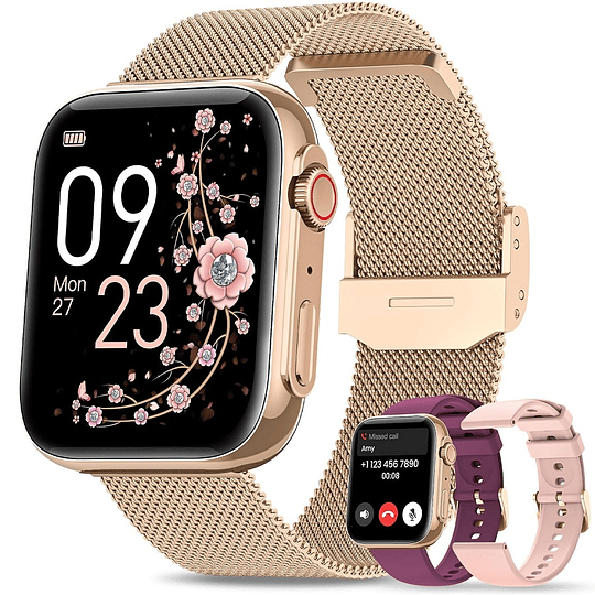 Reloj inteligente para mujer HD con 3 correas