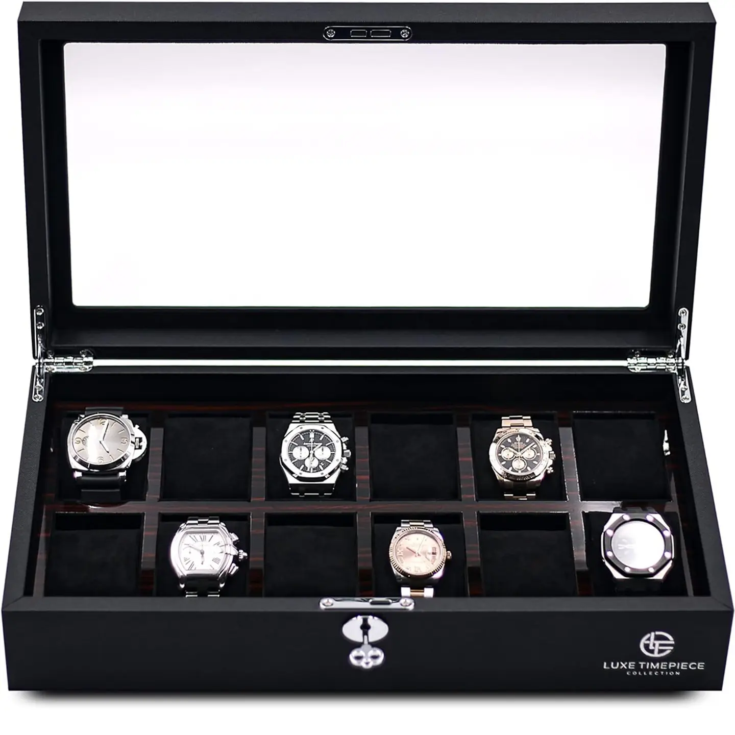 Caja Organizadora  Premium de Lujo en cuero Saffiano y madera para 12 relojes 1