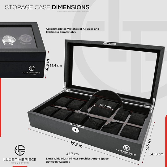 Caja Organizadora  Premium en cuero vegano y madera para 12 relojes