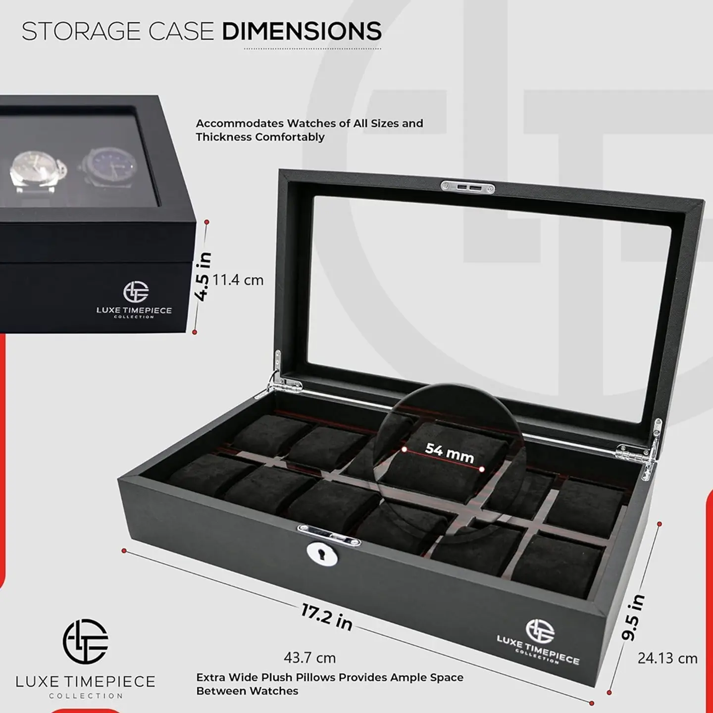 Caja Organizadora  Premium de Lujo en cuero Saffiano y madera para 12 relojes 3
