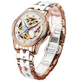 Reloj Automatico Mujer blanco oro rosa Olevs