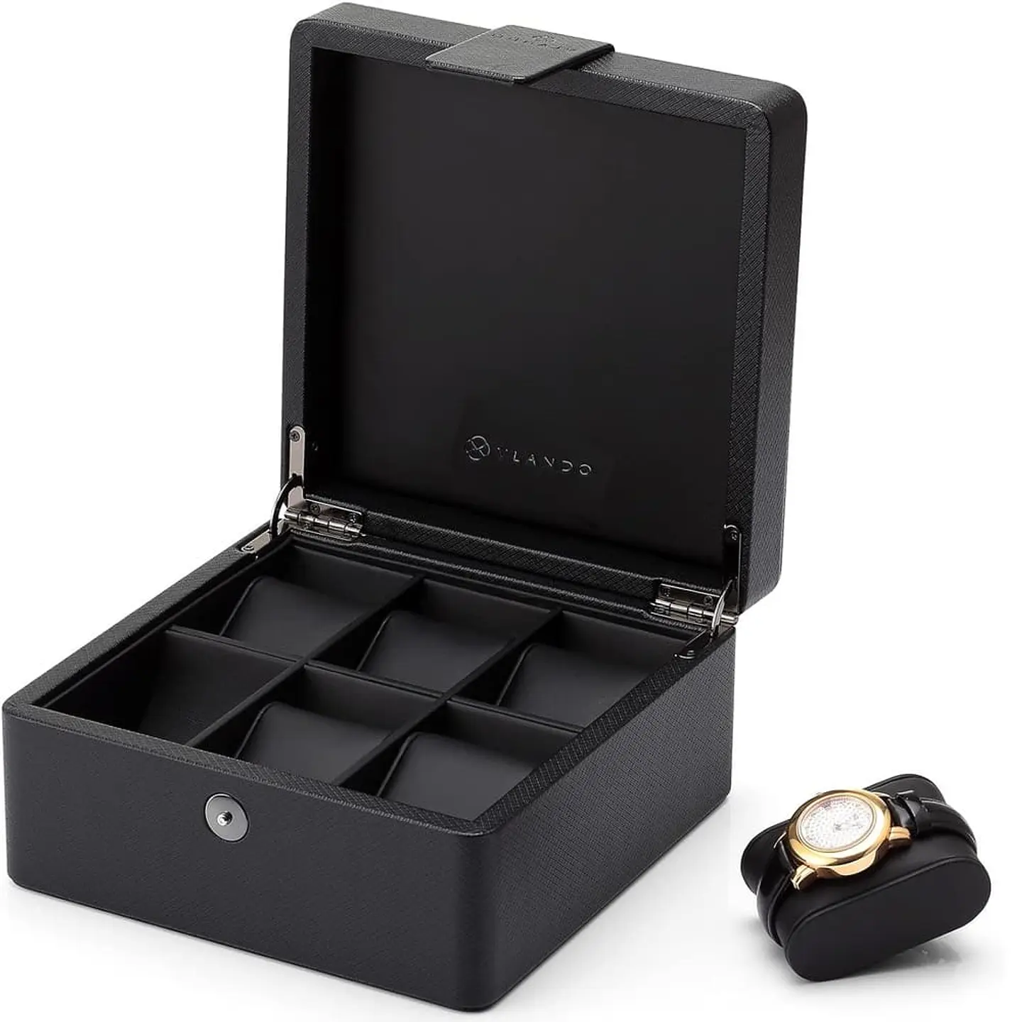 Caja organizador de Lujo para 6 relojes cuero texturizado 1