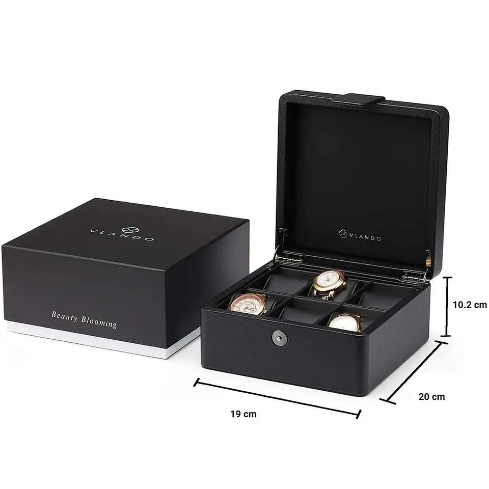 Caja organizador de Lujo para 6 relojes cuero texturizado 4