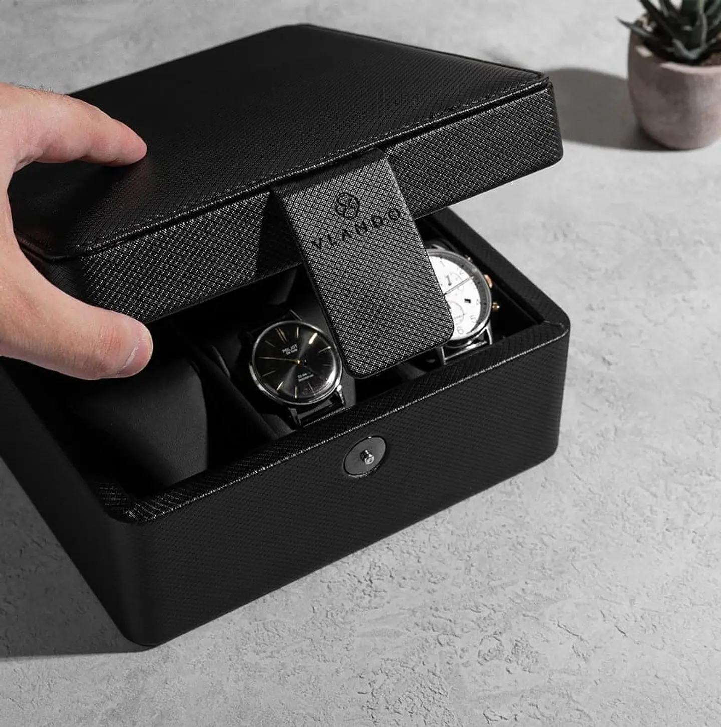 Caja organizador de Lujo para 6 relojes cuero texturizado 2
