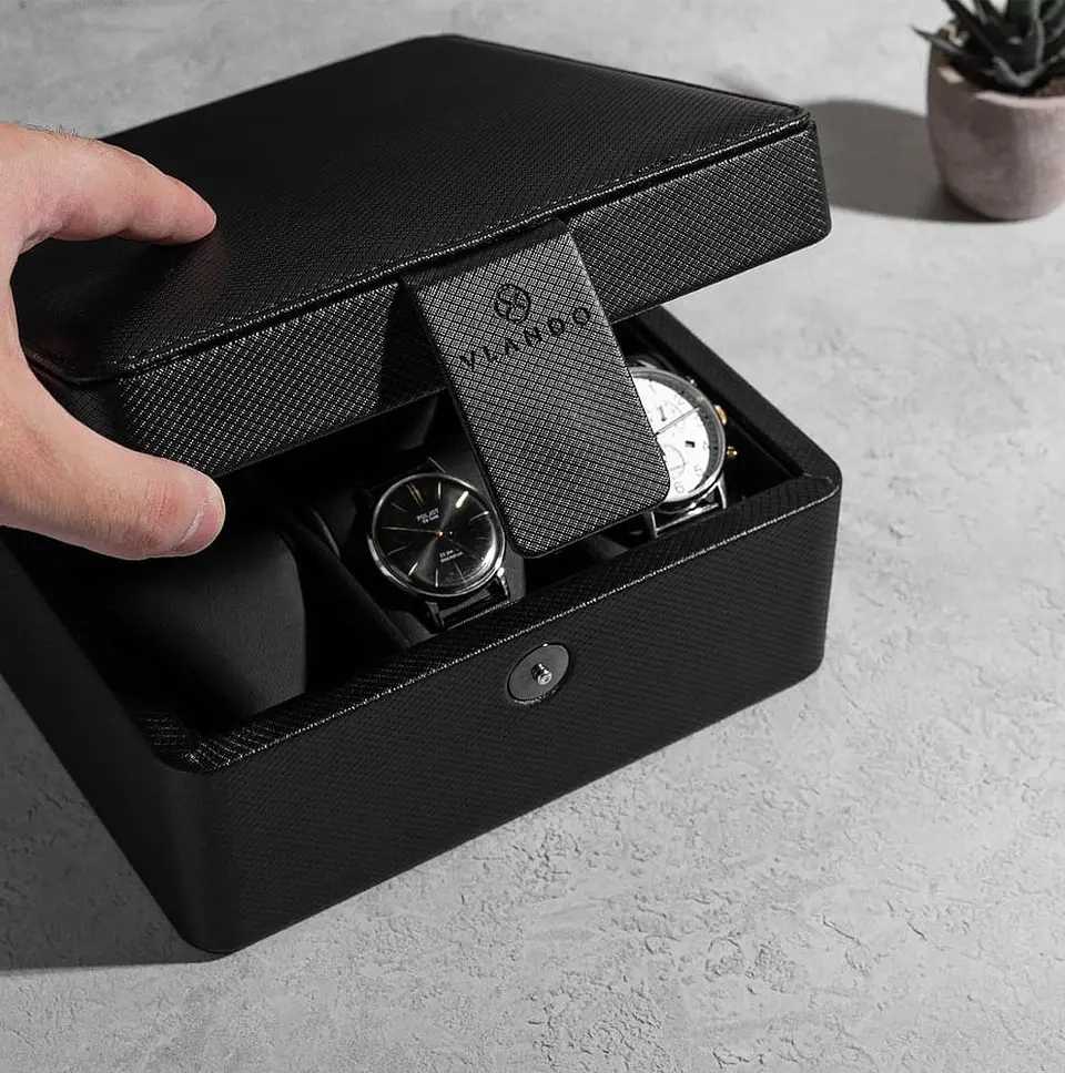 Caja organizador de Lujo para 6 relojes cuero texturizado 2