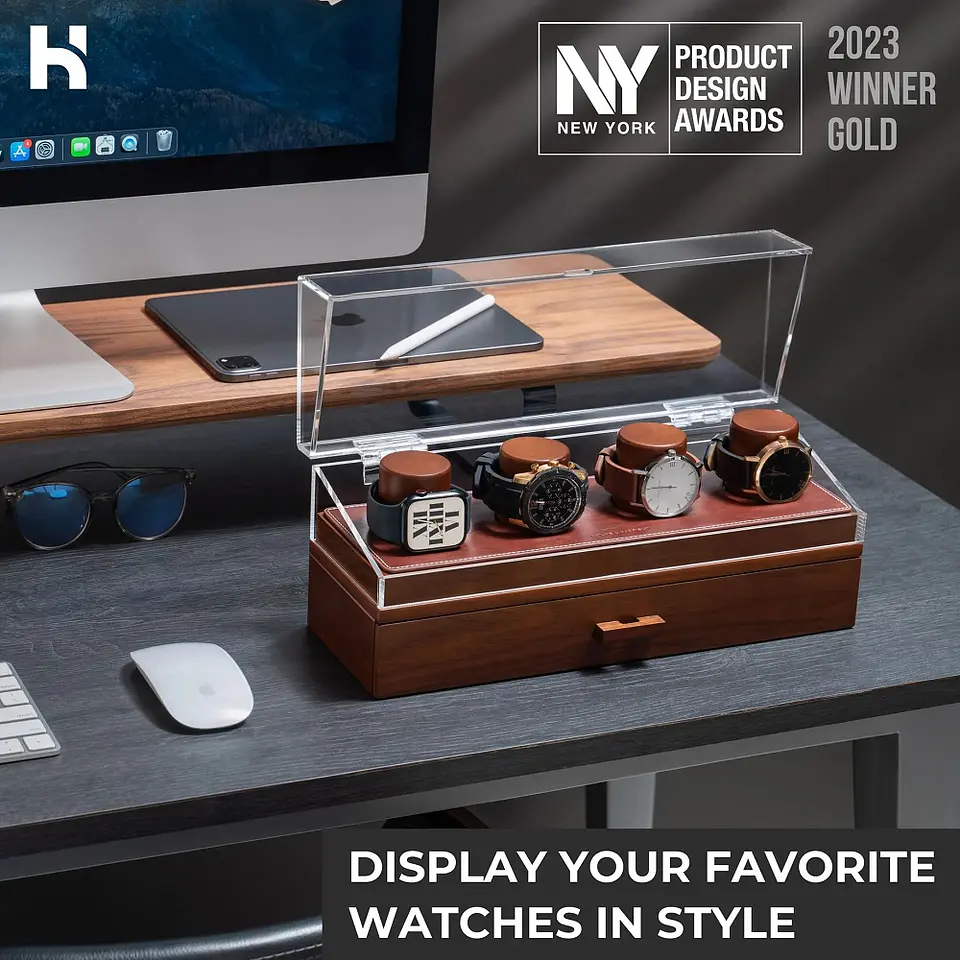 Caja Organizadora Premium Deck pro para 4 relojes y complementos H&H 2