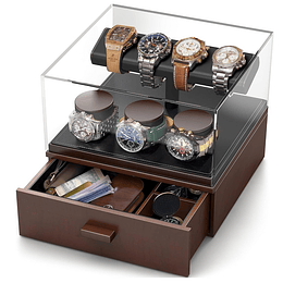 Caja Organizadora Premium brown para 7 relojes y cajón