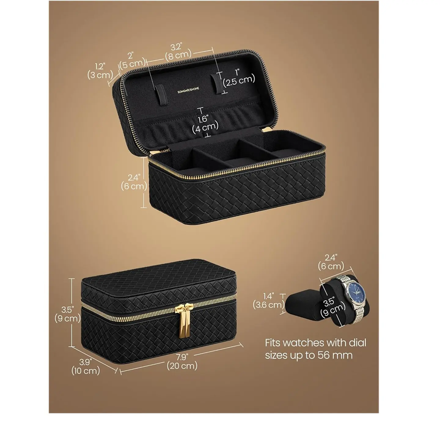 Estuche de lujo para 3 relojes Negro. 3