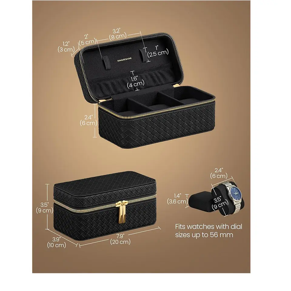 Estuche de lujo para 3 relojes Negro. 3