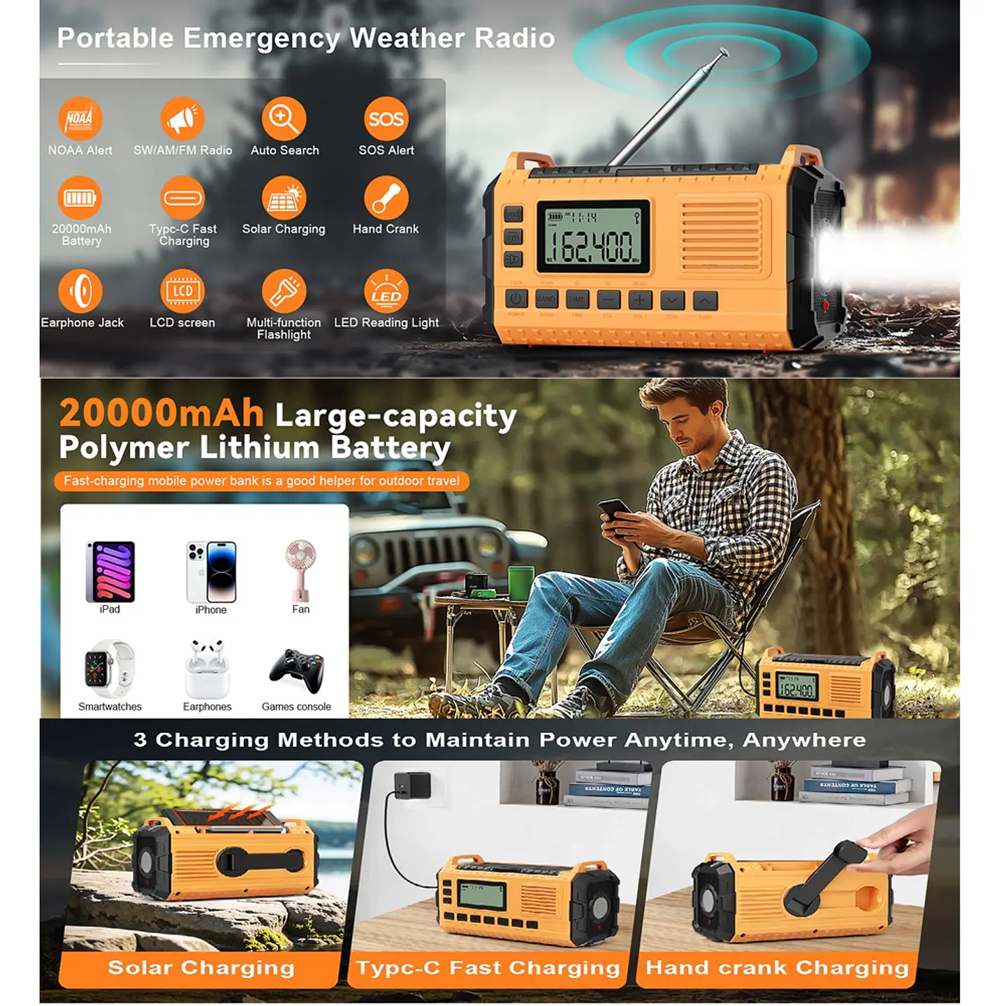 Radio meteorológica de emergencia AM/FM/NOAA 4
