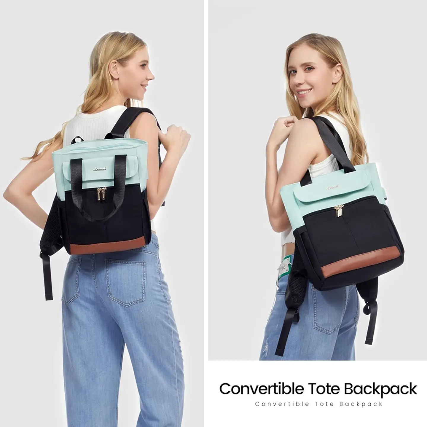 Mochila convertible para mujer, Verde menta 3
