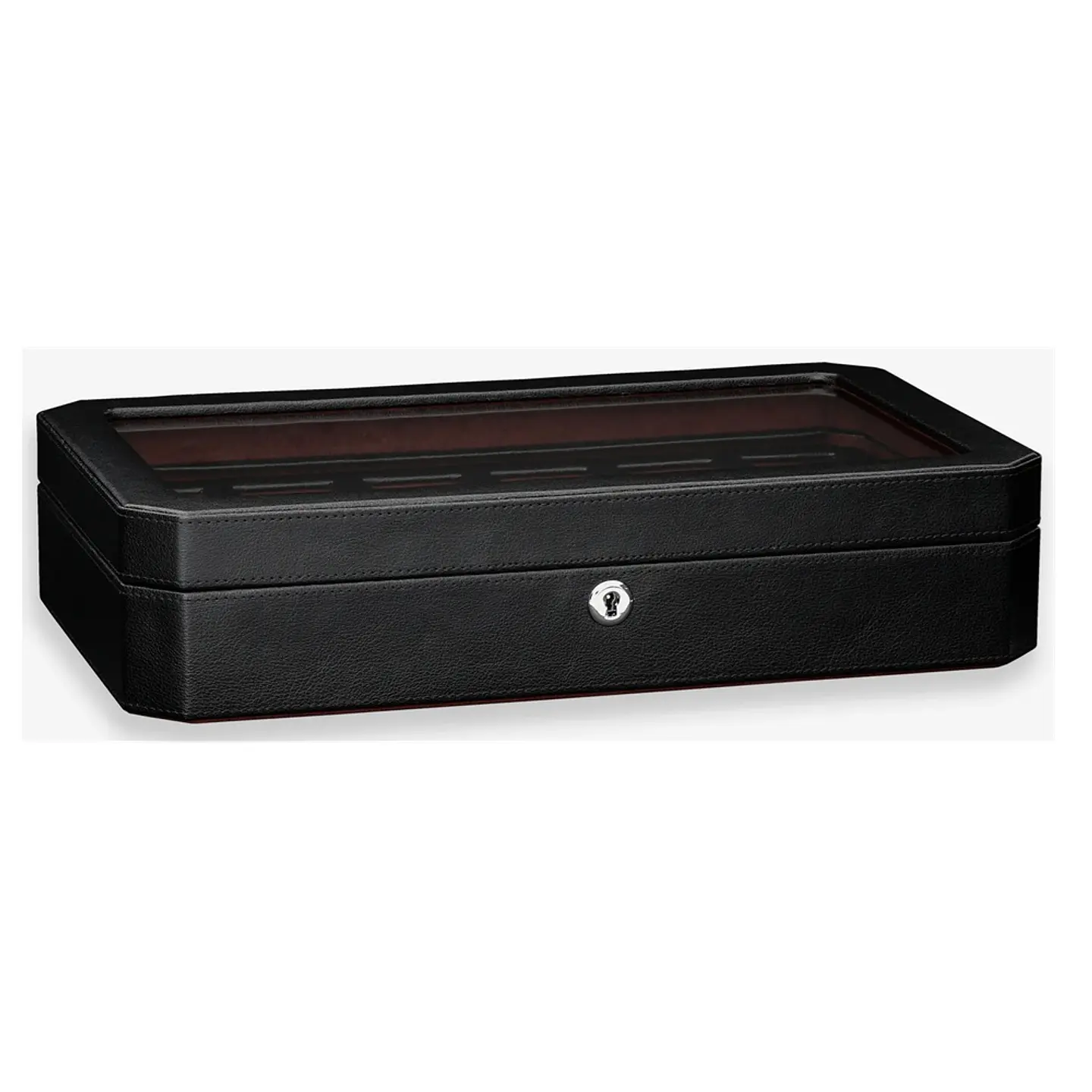 Estuche de lujo negro -rojo para 12 relojes con cerradura 2