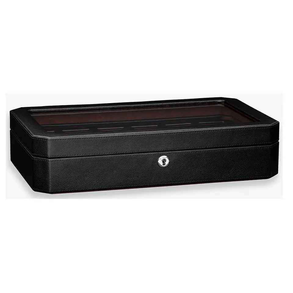 Estuche de lujo negro -rojo para 12 relojes con cerradura 2