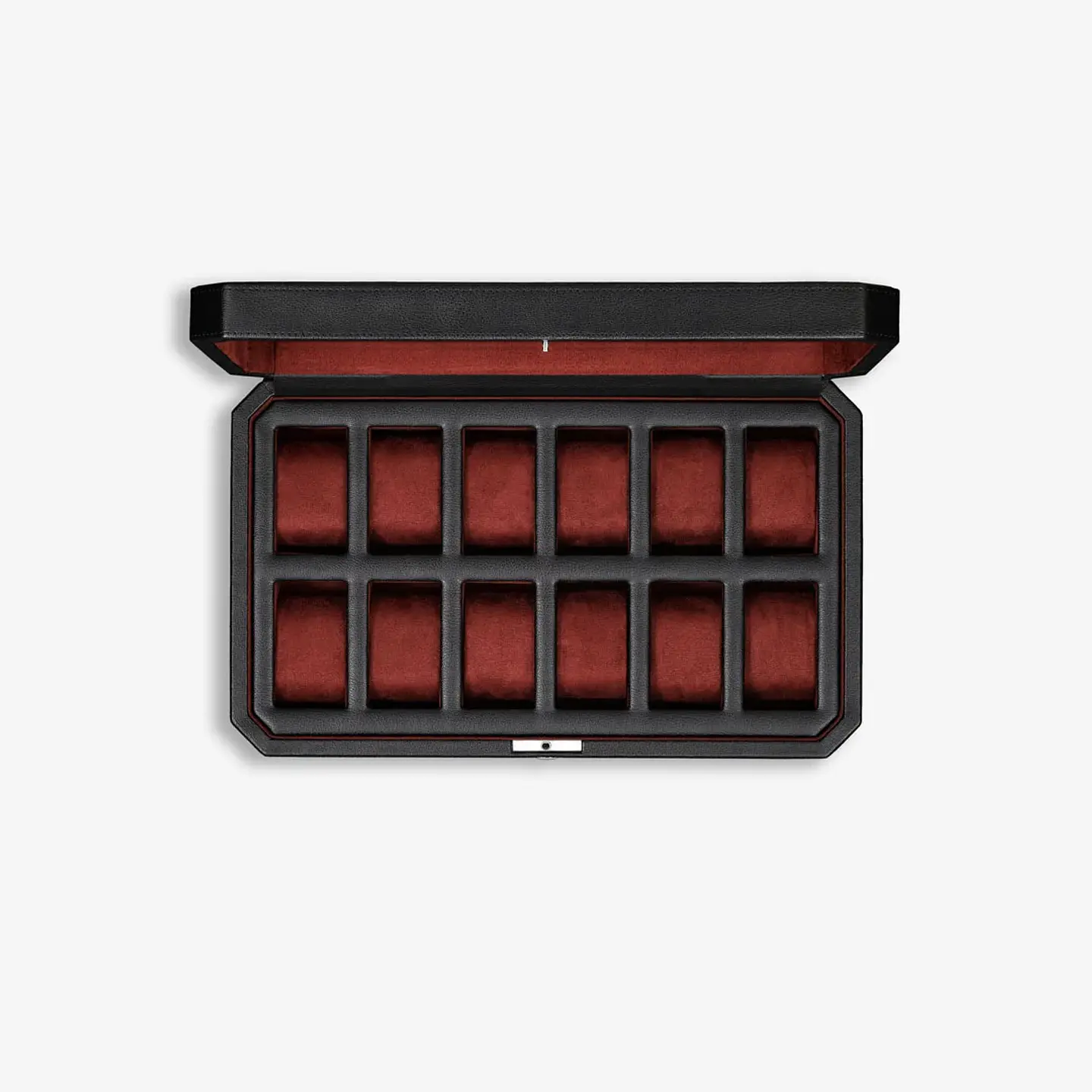 Estuche de lujo negro -rojo para 12 relojes con cerradura 3