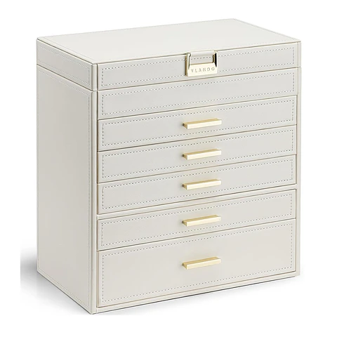Joyero de lujo Organizador de 6 capas beige