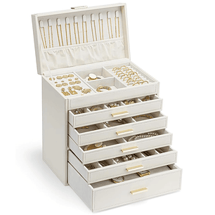 Joyero de lujo Organizador de 6 capas beige