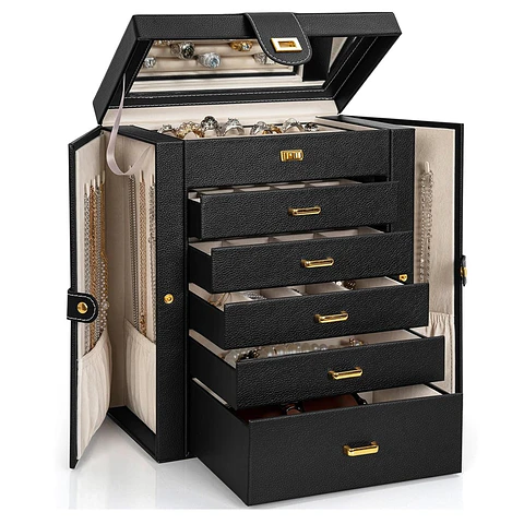 Joyero Organizador de 6 capas negro