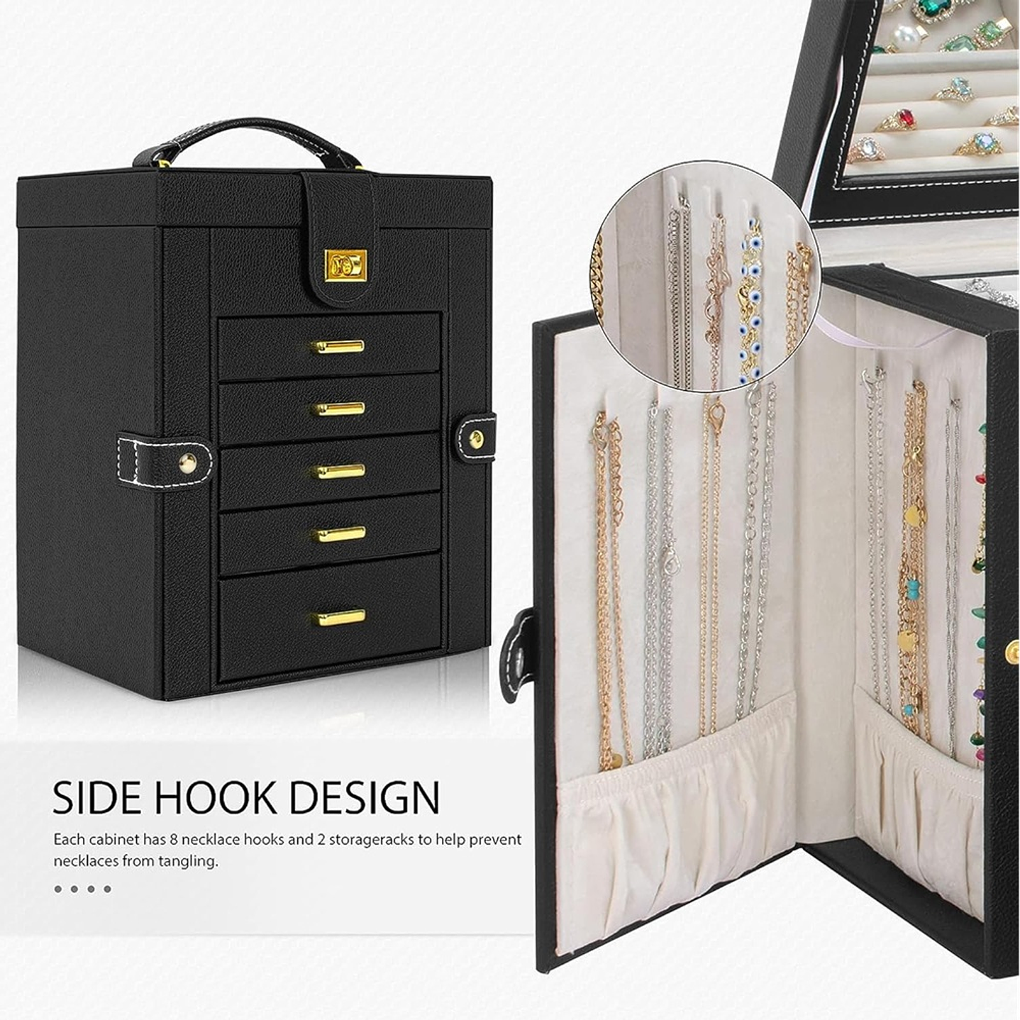 Joyero Organizador de 6 capas negro 3